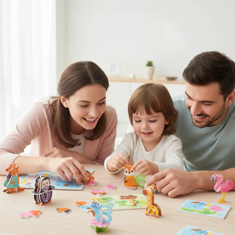 Family assembling 3D Cartoon Puzzle DIY Paper Craft Kit For Creative Building And STEM Projects That Sparks Learning Includes 176 Pieces