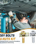 20 Piece M6 Body Bolts And U Nuts Kit For Bumper And Fender Liner Replacement, Manganese Steel Fasteners For Most Cars, Easy Install, DIY Friendly And Secure Fastening With Durable U Nuts And Bolts, mechanic installing undercarriage