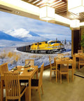 Steam Locomotive Wall Mural With Self Adhesive Backing, Large Train Wallpaper 78.7 by 55.2 Inches in restaurant setting