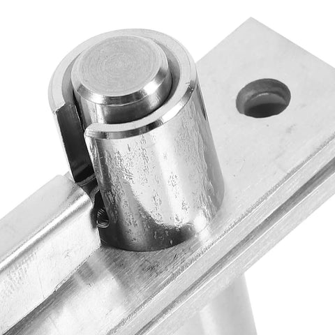 Close-up of heavy duty stainless steel pivot door hinge set hidden cabinet and bookshelf door hardware with rotating shaft torque.