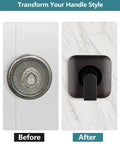 Upgrade Your Bathroom with This Replacement Square Trim Kit for Moen Chateau Shower Valve Designed With Pull On Push Off Knob Handle In Sleek Oil Rubbed Bronze Finish For Easy Hot Cold Water Control Without The Cartridge. before and after square shower trim kit in oil rubbed bronze with H and C labels