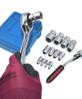 14-Piece E-Torx Socket Set For 1/4, 3/8, And 1/2 Inch Drives, sockets with blue case and ratchet