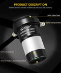 3X Barlow Lens 1.25 Inch For Telescopes With M42 Camera Adapter Metal Build Fully Multi Coated Short Focus Design