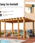 Four Pack 4x4 Post Pergola Brackets For Wood Deck Mounting Built To Last Gazebos Carports Treehouses Steel Powder Coated Black Finish installed on pergola