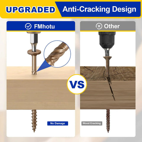 Comparison of Heavy Duty Structural Lag Screws 14 Gauge By 2 7 8 Inch Alloy Steel Fasteners showing anti-cracking design effectiveness.