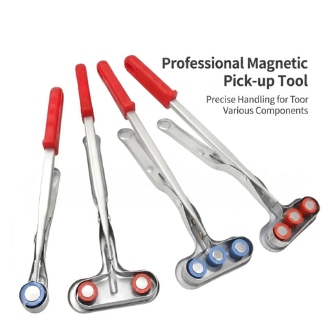 Dual Head Magnetic Safety Gripper For Metal Fabrication, Tough As Nails Magnetic Jaw Tool For Punch Press Work, Durable Carbon Steel Construction, 3 Kg Suction Weight, Fast Grab, Reliable Pickup And Secure Workpiece Handling, red handled magnetic pickup tools
