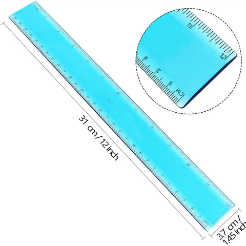 Colorful 12 Inch Plastic Ruler Set Two Sided Imperial And Metric For School Office And DIY Projects A Must Have Easy To Read Durable Rulers