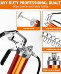 Grease gun kit with orange barrel, 18-piece heavy-duty set including two 11-inch hoses, by Amazon