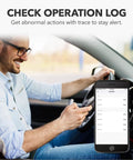 Man in car using app on phone to control Smart WiFi Garage Door Opener With Remote Control, Alexa And Google Home Ready, No Hub Needed