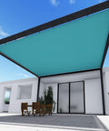 8x28 Foot Waterproof Shade Cloth With Grommets Sun Shade Sail Rectangle Turquoise 260 GSM UV Block Fabric Patio Canopy installed