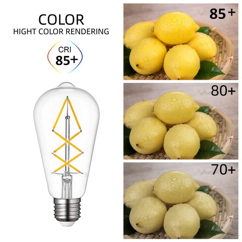 Dimmable E26 LED Edison Bulb 60W Equivalent Clear Glass 2700K Soft White Old School Filament Bulbs with high color rendering