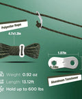 8 Pack 4mm High Reflective Outdoor Guy Lines Ultralight Tent Cords With Aluminum Tensioners dimensions and weight details