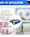Rock Solid Mini Toilet Paper Making Machine With No Sweat Automatic Rewind Emboss Cutting Setup For Heavy Duty Small Batch Tissue Production Runs Now showing tissue rolls and production machine.