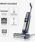 Smart Cordless Wet And Dry Vacuum Mop Combo Cleans Hard Floors Without Breaking A Sweat And Sweeps Up Stubborn Pet Hair Like A Boss With Auto Sensor Tech And Crisp Digital Screen, showing included accessories.