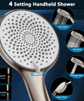 4 setting handheld sprayer from 12 Inch Rainfall Shower Head Combo In Dope Brushed Nickel Finish High Pressure Shower Head