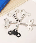 Three Pack Wrench Clock Keys For Winding Clocks, 4.4mm Hole, 52mm Long, Tough Steel Clock Keys, silver and black