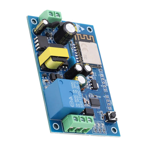 Smart Home Relay Switch Module For Remote Control Across AC 85 To 264 Volts 220V Ready, DIY Friendly PCB relay board with blue relay and terminals