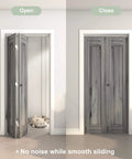 30 Inch Bifold Door Hardware Kit For Two Doors Aluminum Sliding Barn Door Top Mounted installed view open and closed