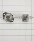Dryer Thermostat Replacement 279973 OEM Part, Easy Install, shown with front and back views on grid background.