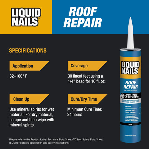 Roof Sealant RR808 For All Weather Leaks And Ice Damage, 10.3 Oz Cartridge With Waterproof Bond And 30 Linear Feet Coverage