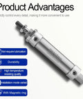 Stainless Steel Mini Pneumatic Air Cylinder MA 25x50 Bore 25mm Stroke 50mm Double Acting Single Rod Compact Actuator product advantages