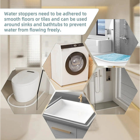 39 Inch Shatterproof Snap Together Shower Threshold Water Dam And Sink Splash Guard Flexible Porous Barrier keeps water from flowing freely.