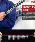 Person holding Heavy Duty ABS Socket Organizer Rack With Nine Piece Set for socket organization
