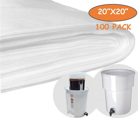 100 Pack Commercial Cold Brew Coffee Filters 20 By 20 For 5 Gallon Capacity Cold Brew Makers, seamless thick GSM shown.
