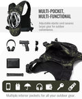 Hands Free Tactical Chest Pack for Men Lightweight Hydration Bag With Gear Holder Reflective Outdoor Chest Pack, multi-pocket display
