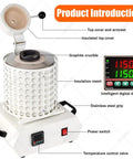 Beastly 1 To 3 Kg Gold Melting Furnace With 2102F Electric Heat Graphite Crucible Included Gold Melting Kit shown with digital display
