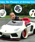 Child enjoying a ride in a toy car with Soft Start Soft Stop DC Motor Speed Controller Kit With Variable Pedal Braking Resistor And Fuse For Power Wheels Upgrades And Ride On Toys PWM 2 0B Compatible Module Plug And Play, shown with components.