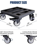 Heavy Duty Metal Air Compressor Cart With Dual Locking Caster Wheels Holds Eight Hundred Pounds detailed view of 14-inch size with swivel and locking wheels.