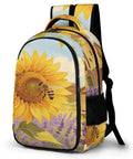 Go To Unisex Daypack With Large Capacity Sunflower Lavender Bee Farm Print Polyester Backpack Built To Last For School Travel And Everyday Adventures Durable Breathable Fabric Easy Cleanup