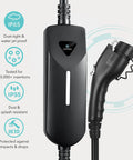 Level 1 And Level 2 Portable EV Charger With Dual Plugs NEMA 5-15 And NEMA 14-50, 240V 40 Amp Input, Travel Ready, Black