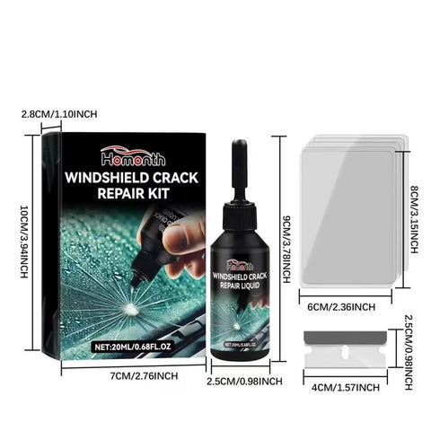 DIY Windshield Repair Kit For Chips And Minor Cracks With Liquid Glass Resin And Glue Upgraded Cracks Gone Glass Repair Set with bottle and tools