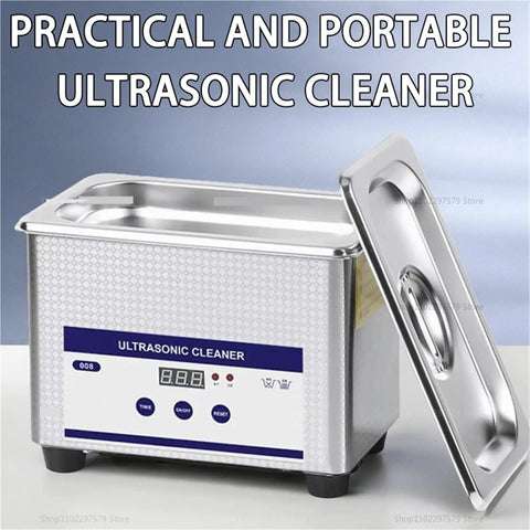 Sweet Clean Mini Ultrasonic Cleaner For Effortless Jewelry Glasses Braces And Watch Polish Compact Sonic Cleaning Appliance in stainless steel.