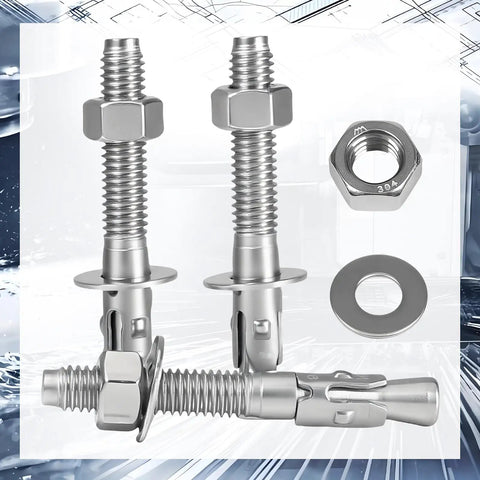 Three Eighths Inch By Three Inch Wedge Anchor Set In 304 Stainless Steel For Concrete And Masonry Rust Resistant 8 Pack close-up