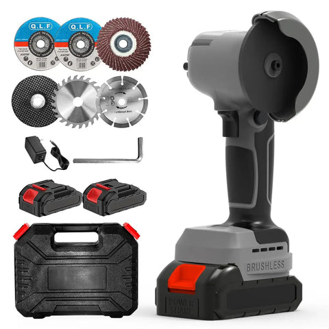Cordless Brushless Angle Grinder Kit With Dual 21V 2000mAh Batteries For Beast Mode Power On The Go 28000 RPM High Speed
