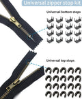 Zipper Repair Kit 52 Pieces Universal Five Zipper Replacement Slider Kit with top and bottom stops for jackets and bags