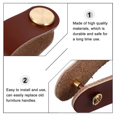 2 Pack Classic Brown Cabinet Door Handles No Fuss Single Hole Mount Solid Brass Drawer Pulls For Wardrobes And Furniture