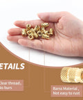 Person holding M5 Brass Heat Set Threaded Inserts Kit For Plastic 3D Printing, knurled insert nuts, durable brass construction.