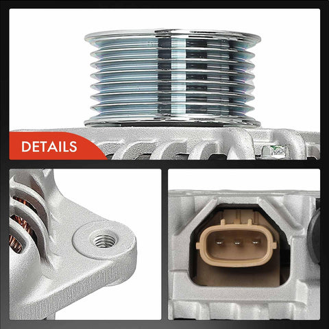 Rugged 150 Amp Alternator Replacement For Nissan Murano 2016, Pathfinder 2017 2020, Maxima 2019 2022, Infiniti QX60 2017 2020 3.5L 12V With Clockwise 7 Groove Pulley Fits VQ35DD Engines Replace Part A003TJ4691ZC 23100-9UA0A details