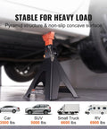 VEVOR 6-ton jack stands, red, double-locking, 14.2-23 in adjustable height, pair
