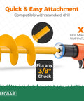 NAFOGAR garden auger drill bits, set of 2: 1.6x16.5 in and 3.5x16 in, yellow spiral planting augers for 3/8 in chuck