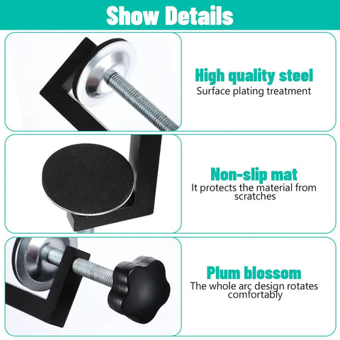 Four Pack Couch Clamps for Sectionals, Adjustable Patio Fasteners Clips, Outdoor Sofa Rattan Connectors shown in detail with materials