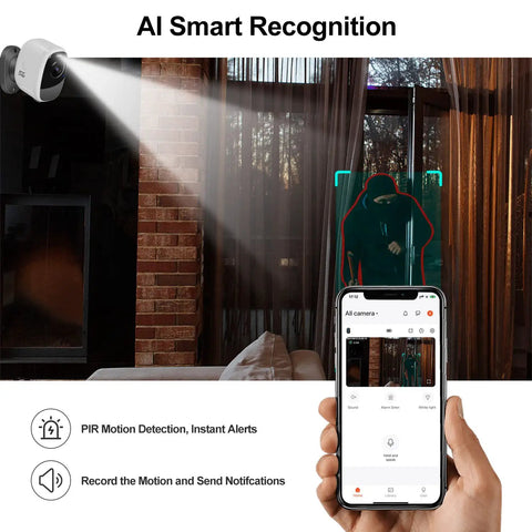 AI motion detection on Outdoor Solar Magnetic Mount Security Camera Wireless 4MP Battery Powered with PIR Two Way Talk