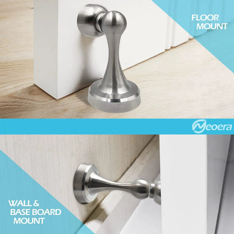 Heavy Duty Magnetic Door Stop With Brushed Nickel Finish, Premium Stainless Steel Door Catch for Holding Doors Open, Wall And Floor Mount.