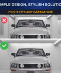 Comparison of a Ford Mustang with and without Ford Mustang External Antenna Mast 7 Black Car Antenna Replacement For 1979-2009 FM AM Radio Compatible All Weather Exterior Accessory For Cars Trucks And SUVs in a garage