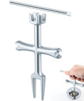 Heavy Hitter Tub Drain Wrench With Sliding Handle For Universal Cross Bars And Dead Simple Sink Pop Up Plug Removal Effortless Bathroom Plumbing Fix Kit in silver with sliding handle.