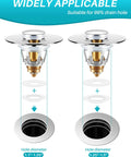 2 In 1 Bathroom Sink Stopper And Hair Catcher Universal Pop Up Drain Stopper For 1.1 To 1.5 Inch US Standard Drain Holes Illustration